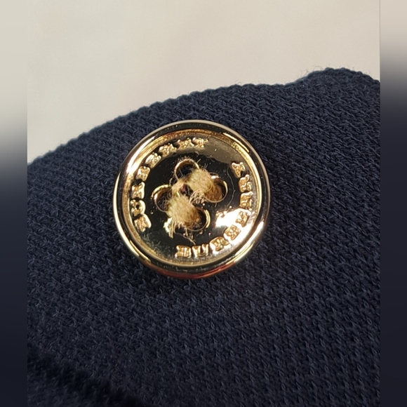 Burberry Men's Polo Shirt Navy Fine Mesh Gold Metal Equestrian Knight XS - Picture 6 of 16